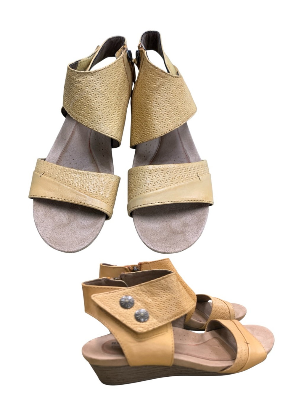Rockport Beige/Tan Perforated Wedge Sandals